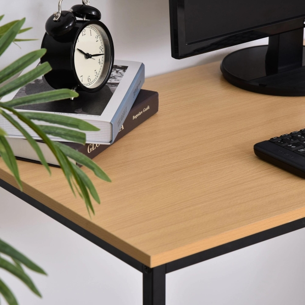 HOMCOM Mesa para Computador com 2 Prateleiras Pés Ajustáveis ​​106x50x76 cm Cor Madeira - Image 8
