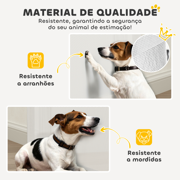 PawHut Barreira de Segurança para Cães Retrátil 0-136 cm  para Cães Pequenos com Botão de Fecho Branco - Image 7