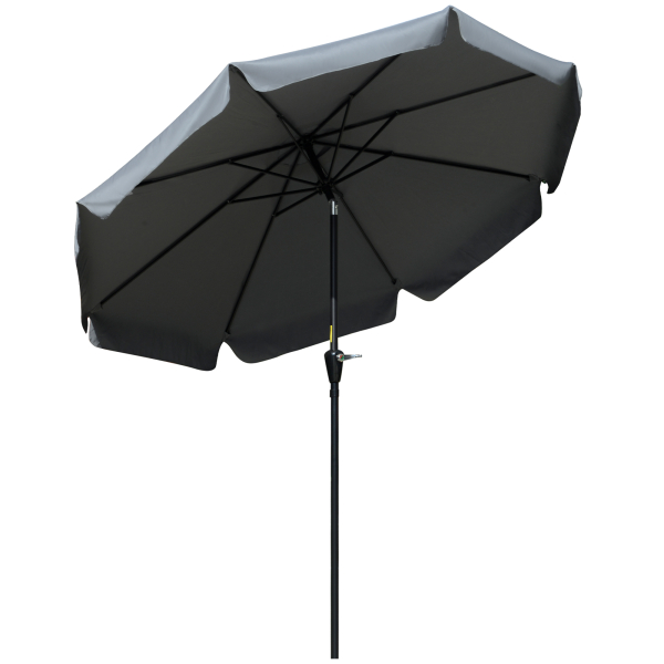 Outsunny Chapéu de Sol de Jardim Ø266x248,5 cm Proteção UV50+ Chapéu de Sol de Alumínio Inclinável com Teto de Ventilação Cinza Escuro