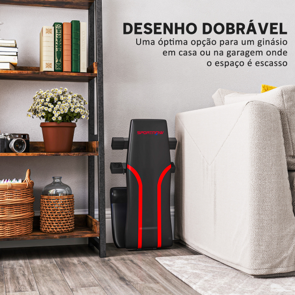 SPORTNOW Banco de Abdominais Ajustável Banco de Musculação Dobrável para Treino de Corpo Completo 82x35x42,5-107 cm Preto - Image 5