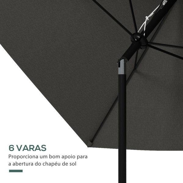 Outsunny Chapéu de Sol de Jardim 300x200x248 cm Proteção UV50+ Inclinável com Teto de Ventilação e Manivela para Terraço Cinza Escuro - Image 6