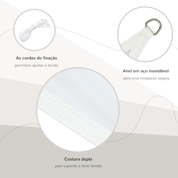 Outsunny Vela de Sombra Triangular 5x5x5 m Toldo Vela de Poliéster com Proteção UV Aneis em Forma de D e Cordas para Jardim Pátio Piscina Creme - Image 4