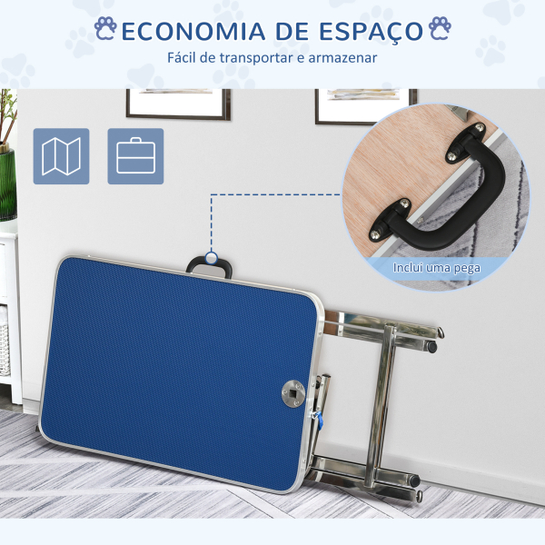 PawHut Mesa de Tosquia para Cães com Bancada Antiderrapante Alça e Braço com Altura Ajustável 72x45x74-81 cm Azul - Image 7