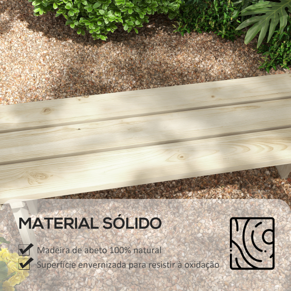 Outsunny Banco de Madeira de 2 Lugares Capacidade 220 kg Banco de Jardim para Pátio Terraço Piscina 130x38x45 cm Natural - Image 4