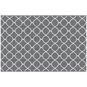 Outsunny Tapete de Exterior Moderno Reversível e Impermeável para Varanda Campismo Praia 182x274cm Cinza e Branco