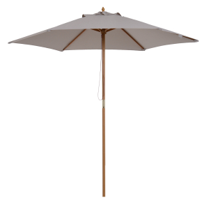 Outsunny Chapéu de Sol de Madeira Ø250x230 cm para Exterior com 6 Hastes Sistema de Corda com Fixação Desmontável Portátil Cinza