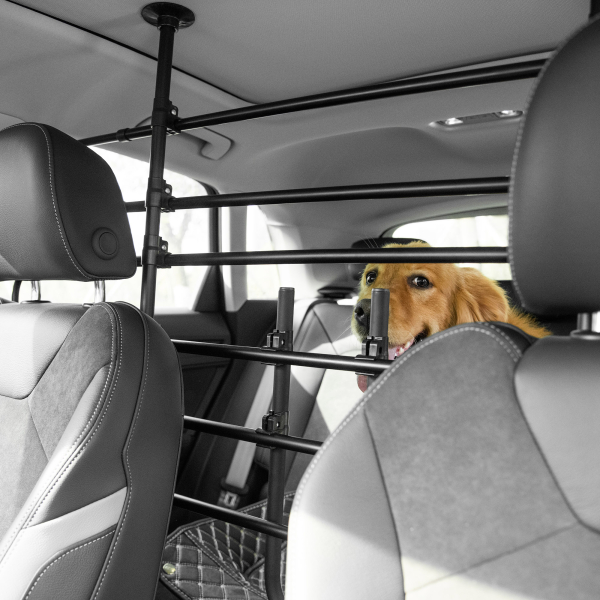 PawHut Grade de Segurança de Carro para Cães Ajustável em Largura e Altura 87-135x85x120cm Grade Separadora para Porta Malas de Carro Universal Metal Preto - Image 2