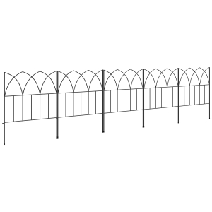 Outsunny Cercas de Jardim 205x45,5 cm Conjunto de 5 Cercas Decorativas para Jardim de Metal Barreira para Animais para Pátio Preto