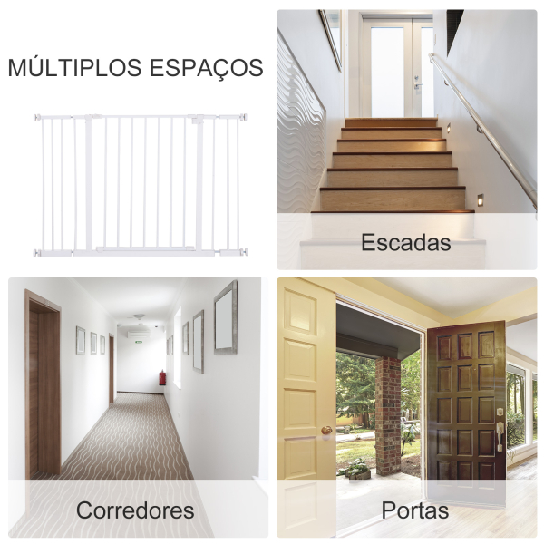 PawHut Barreira de Segurança para Animais de Estimação Extensível para Escadas e Portas Barreira de Segurança para Cães 76-107x76 cm Branco - Image 6