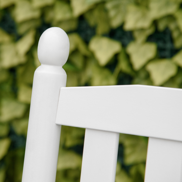 Outsunny Banco Baloiço de Jardim de 2 Lugares Banco Baloiço de Madeira com Apoio para os Braços e Encosto de Ripas para Terraço Exterior Carga 250kg 125x68,5x102cm Branco - Image 8