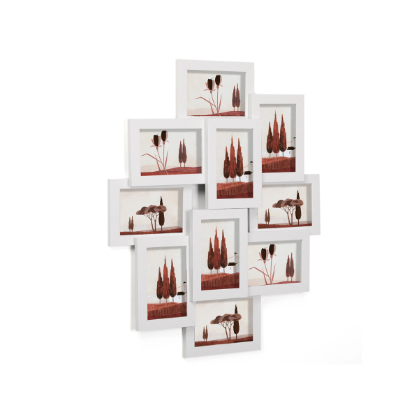 Moldura para colagem de fotos SONGMICS para 10 fotos de 4" x 6" (10 x 15 cm), MDF para exibição de galeria de fotos montada na parede, montagem necessária, branco RPF20WT - Image 2
