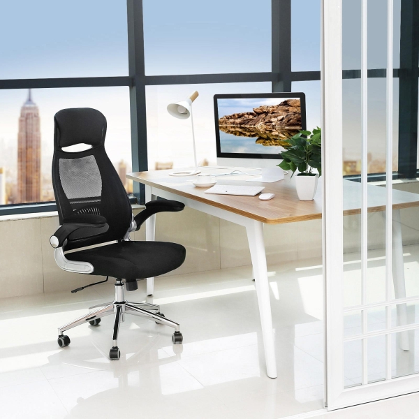 Cadeira de escritório com assento amplo e encosto ergonómico | SONGMICS | 56 x 63,5 x 129 cm | preto | OBN86BK. - Image 3