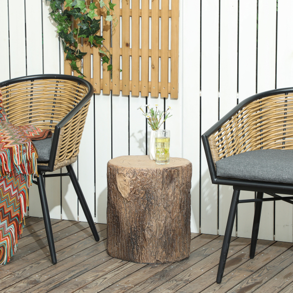 Outsunny Banco de Jardim Decorativo em Forma de Cepo de Árvore Uso Multifuncional Estável e Resistente Banco para Exterior Ø38x42 cm Madeira - Image 2