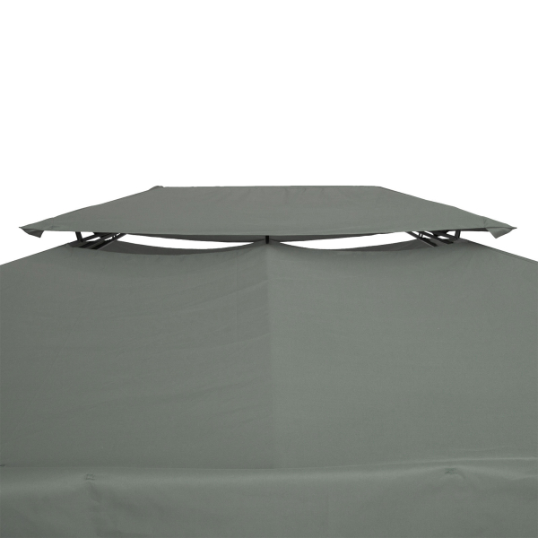 Outsunny Toldo de Substituição 4x3m para Pérgola de Jardim 2 Níveis Respirável com 10 Orifícios de Drenagem Cobertura de Substituição de Pérgola Exterior Cinza - Image 9