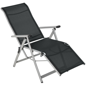 Outsunny Espreguiçadeira dobrável para jardim Cadeira ajustável de 10 posições com encosto alto e apoio para pés Carga máx. 150 kg 78x58x110 cm Preto