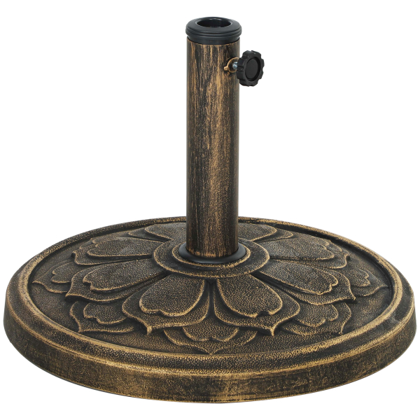 Outsunny Base para Chapéu de Sol Redonda Suporte para Chapéu de Sol  Preenchível com Cimento Peso 12 kg Ø46x33 cm Bronze
