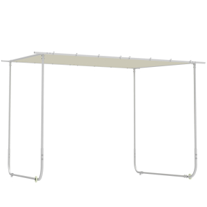 Outsunny Pérgola 302x302x220/250 cm Pérgola de Jardim com Rodas Proteção UV 30+ com Estrutura de Aço para Pátio Varanda Bege