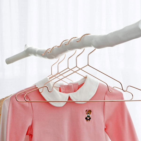 SONGMICS CRI45R-20 20 peças Cabides de metal dourado rosa para roupas infantis/bebês 35 cm, cabides de arame de metal forte para guarda-roupas de bebê, economizador de espaço com borda entalhada - Image 2