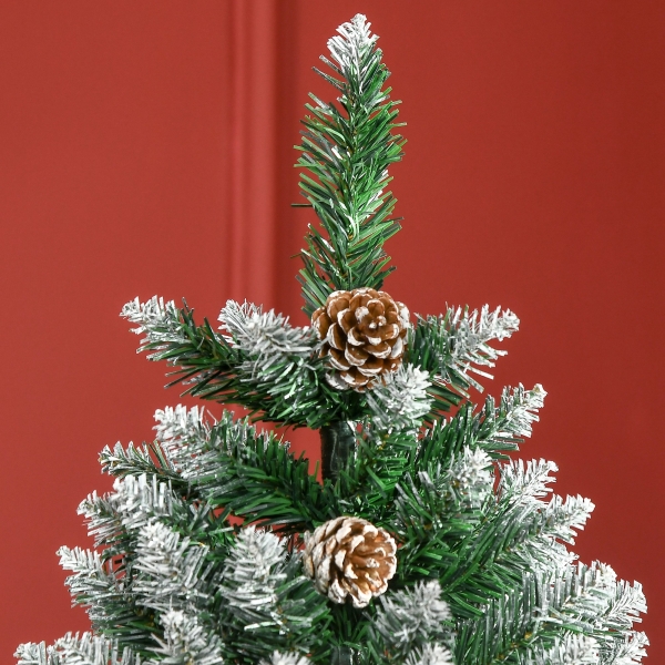 HOMCOM Árvore de Natal Artificial Nevada 180 cm com 508 Ramos 49 Pinhas Base Dobrável e Suporte de Aço Ø73x180 cm Verde e Branco - Image 9