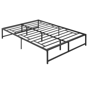 HOMCOM Estrutura de Cama Dupla de Metal para Colchão 135x190cm com Pés de 35cm Estrutura de Cama de Casal com Espaço em Baixo de Armazenamento 141,5x195x35cm Preto