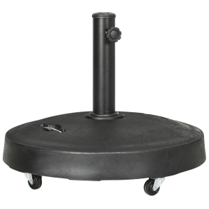 Outsunny Base para Chapéu de Sol de Resina com Rodas e Alça Retrátil para Mastros de Ø32/48 mm Ø53x41 cm Preto
