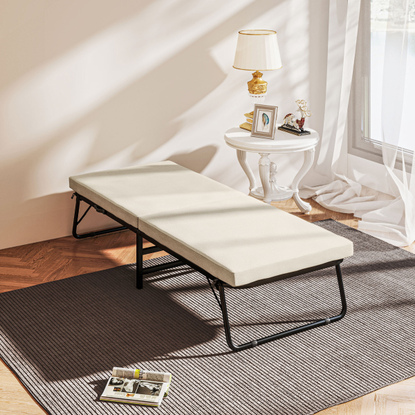 HOMCOM Cama Dobrável 70x180 cm com Colchão de Espuma Cama Dobrável com Encosto Ajustável em 5 Posições e Rodas - Image 2