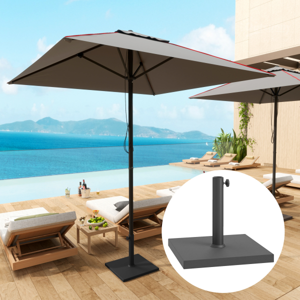 Outsunny Base para Chapéu de Sol de 14,5 kg Preenchido com Cimento para Chapéus de Sol com Mastro de Ø38/48 mm 44x44x30 cm Preto - Image 2