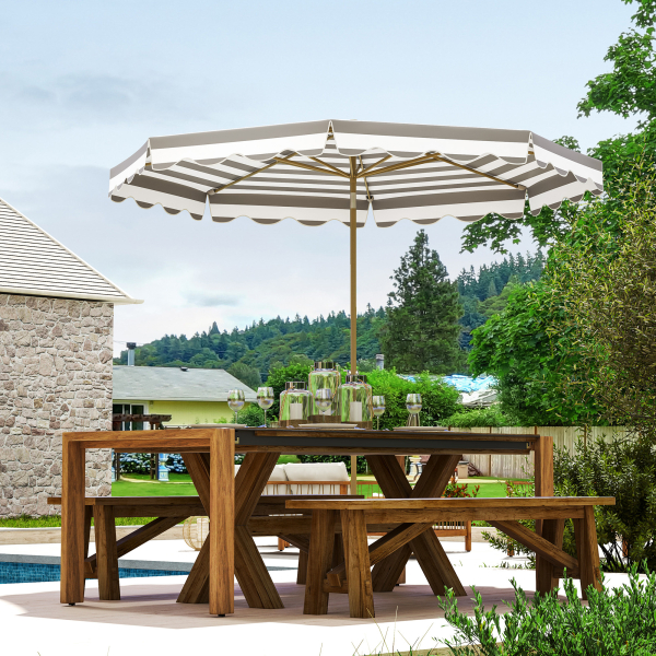 Outsunny Chapéu de Sol de Jardim com Ângulo Ajustável Inclinável e Manivela Proteção UV 50 + Ø268x237 cm  Cinza e Branco - Image 2