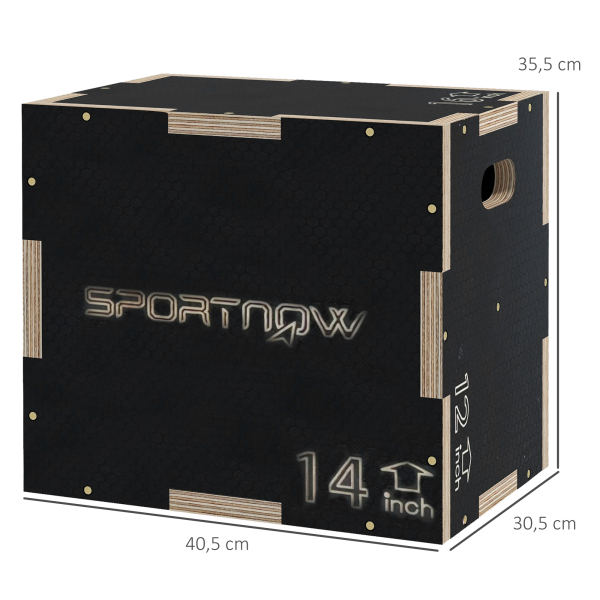 SPORTNOW Caixa Pliométrica com 3 Alturas Diferentes para Treino de Força em Casa Ginásio CrossFit Carga 120 kg 40,5x35,5x30,5 cm Preto - Image 3