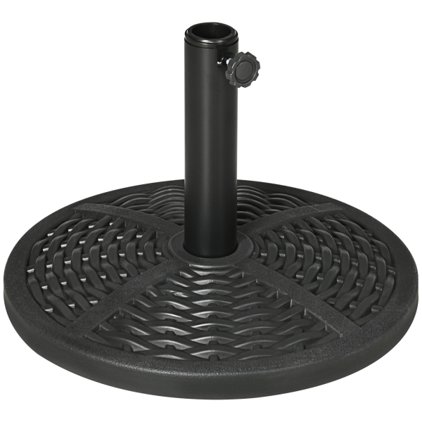 Outsunny Base de Chapéu de Sol Redonda Suporte para Chapéu de Sol Preenchido de Cimento Peso 9,5 kg para Mastros de Ø38/48 mm Preto