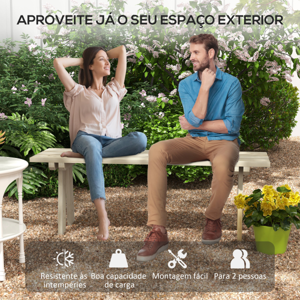 Outsunny Banco de Madeira de 2 Lugares Capacidade 220 kg Banco de Jardim para Pátio Terraço Piscina 130x38x45 cm Natural - Image 6
