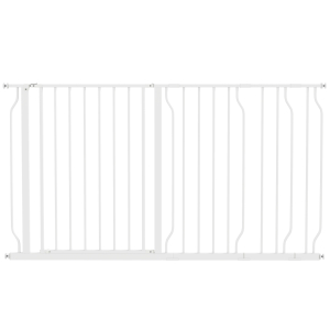 PawHut Barreira de Segurança para Cães Extensível para Escadas e Portas 75-145cm com 3 Extensões Altura 76cm Branco