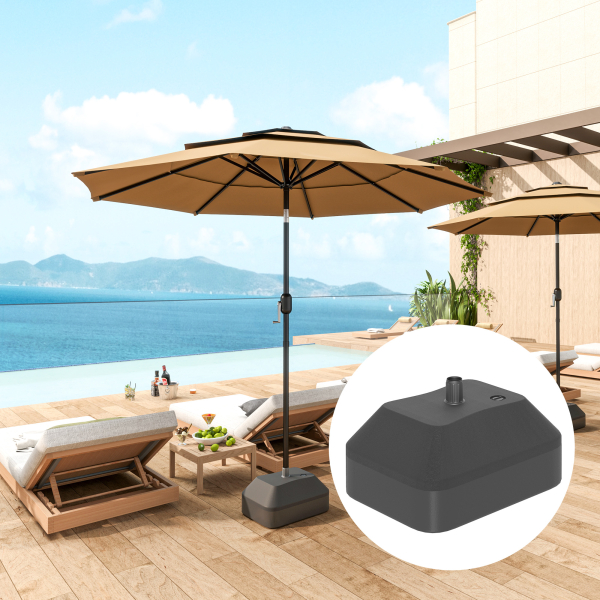 Outsunny Base para Chapéu de Sol Suporte para Chapéu de Sol Preenchível com Água 20L ou Areia 24kg 43x33x25 cm Preto - Image 2