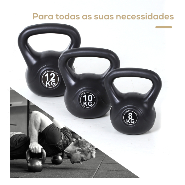 HOMCOM Peso Russo de 8 kg Kettlebell Preenchido de Areia com Punho Largo e Antiderrapante para Trenos em Casa e Ginásio 22x17x24 cm Preto - Image 7