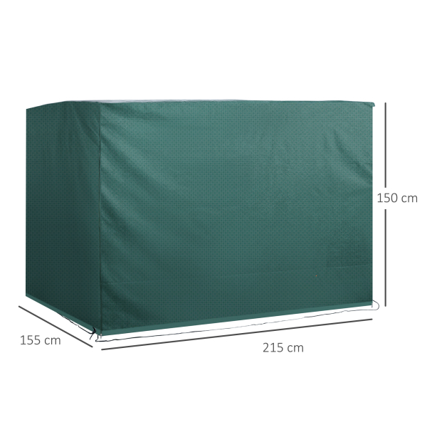 Outsunny Capa Protetora para Baloiço de Jardim de 3 Lugares 215x155x150cm Impermeável com Zíper Cobertura para Móveis de Exterior Verde - Image 3