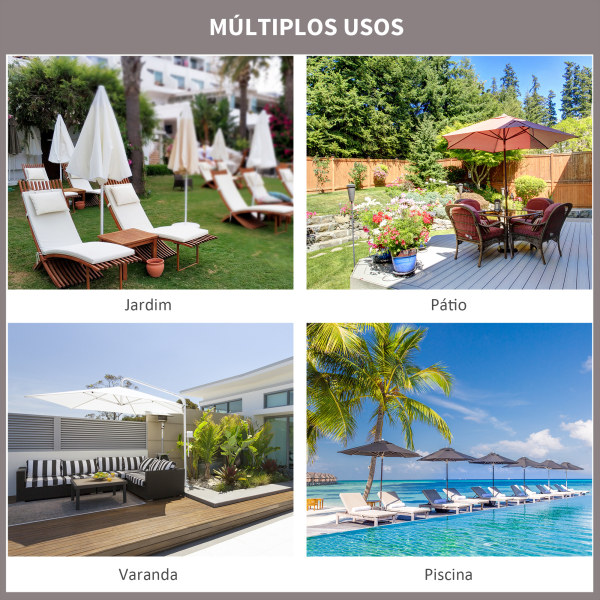 Outsunny Chapéu de Sol de Jardim com Teto Duplo Sistema de Polia Toldo de Poliéster Impermeável 300x300x297cm Cinza Claro - Image 7