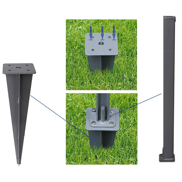 Âncora de metal para postes SONGMICS, cinza, pulverizada, para piso, Âncora de entrada, 46 x 11,5 x 11,5 cm, GSA001 - Image 3
