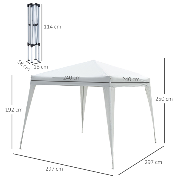 Outsunny Tenda Dobrável Tenda com Desenho Pop Up para Jardim Campismo Festas Eventos Aço e Oxford 297x297x250 cm Branco - Image 3
