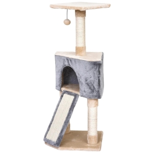 PawHut Árvore Raspador para Gatos Caverna Brinquedo Suspenso e Rampa 40x40x98 cm