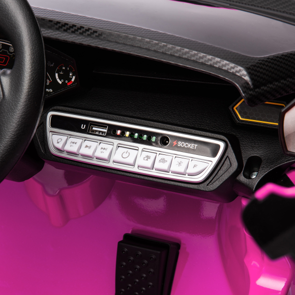 AIYAPLAY Carro Elétrico para Crianças Lamborghini 12V Controlo Remoto Faróis Buzina Arranque Lento e Música MP3 114,5x64x45,5 cm Rosa - Image 9