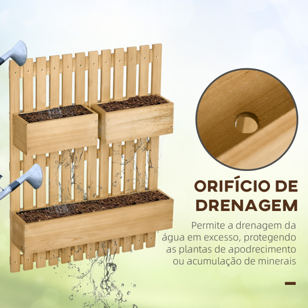 Outsunny Floreira de Parede com Treliça de Madeira 60x16x80 cm Madeira - Image 7
