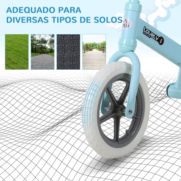 HOMCOM Bicicleta sem Pedais para Crianças entre 2-5 Anos com Assento Ajustável Rodas Antiderrapantes 85x36x54cm Azul - Image 8