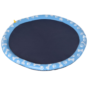 PawHut Tapete Aquático para Animais de Estimação com Pulverizador de Água Piscina Portátil para Cães Ø170 cm Azul