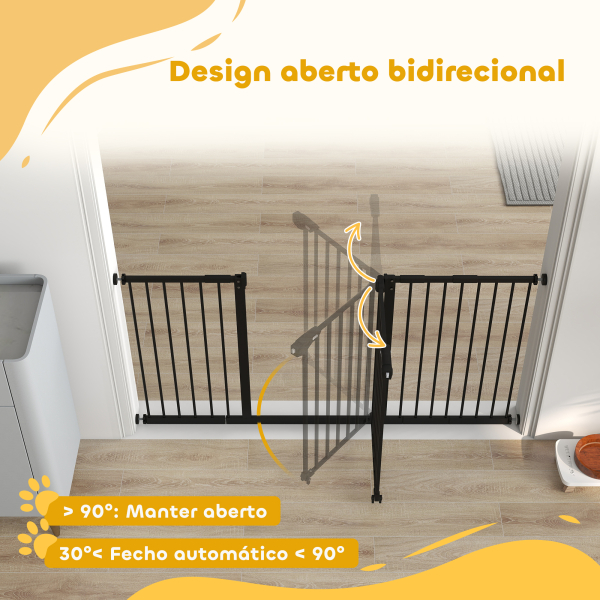 PawHut Barreira de Segurança Extensível para Portas e Escadas com Fechamento Automático e Sistema de Duplo Bloqueio 74-147,5x76,2 cm Preto - Image 5