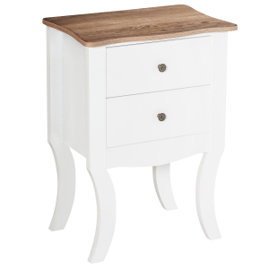HOMCOM Mesa de cabeceira com 2 gavetas de armazenamento Base elevada para sala de estar Quarto estilo nórdico e vintage 46,5x32x64,5 cm Branco