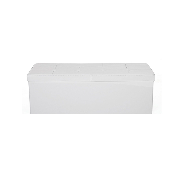 Banco dobrável SONGMICS 120L, caixa de armazenamento, cubo de armazenamento, tampa basculante, banco para sapatos, pufe, capacidade de carga de 300 kg, branco, 110 x 38 x 38 cm LSF75WT - Image 2