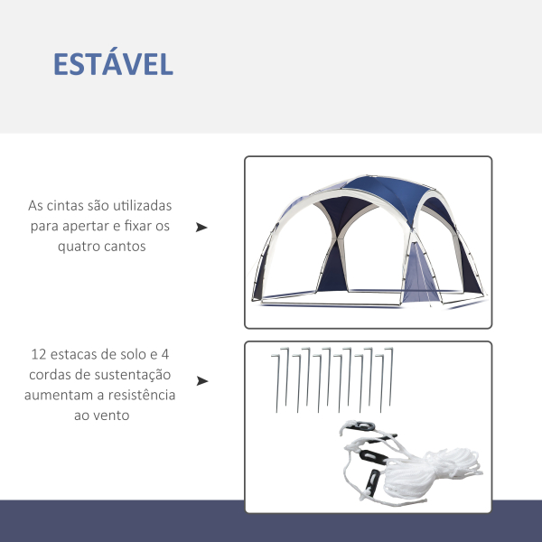 Outsunny Abrigo de Campismo 3,5x3,5 m Toldo de Campismo Dobrável com Gancho Proteção UV e Bolsa de Transporte Azul e Cinza Claro - Image 7