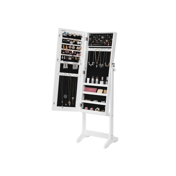SONGMICS Armário de joias, espelho de parede, espelho de corpo inteiro, organizador de joias com fechadura, ideia de presente, branco JJC69WT - Image 2