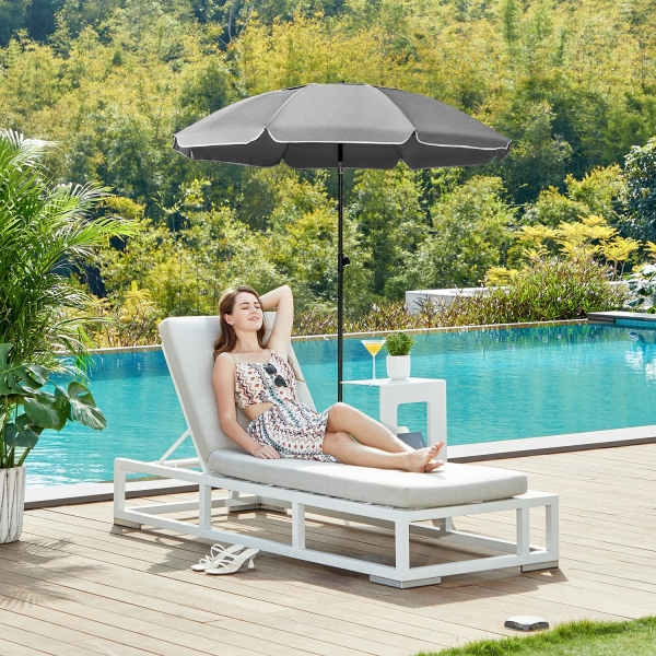 SONGMICS Guarda-sol de 1,6 m, Guarda-sol de Praia, FPS 50+, Proteção Solar, Dossel Octogonal Portátil de Poliéster, Varetas de Fibra de Vidro, Mecanismo de Inclinação, Bolsa de Transporte, para Jardim de Praia, Varanda e Piscina, Cinza GPU060G01 - Image 3