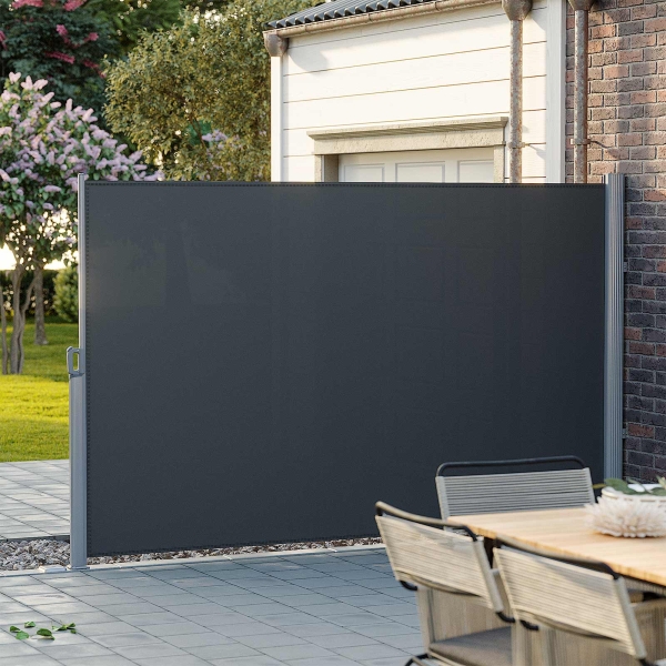 SONGMICS 180 x 400 cm (A x C), Toldo lateral para varanda e terraço, proteção de privacidade, proteção solar, persiana lateral, cinza esfumaçado GSA184G - Image 3
